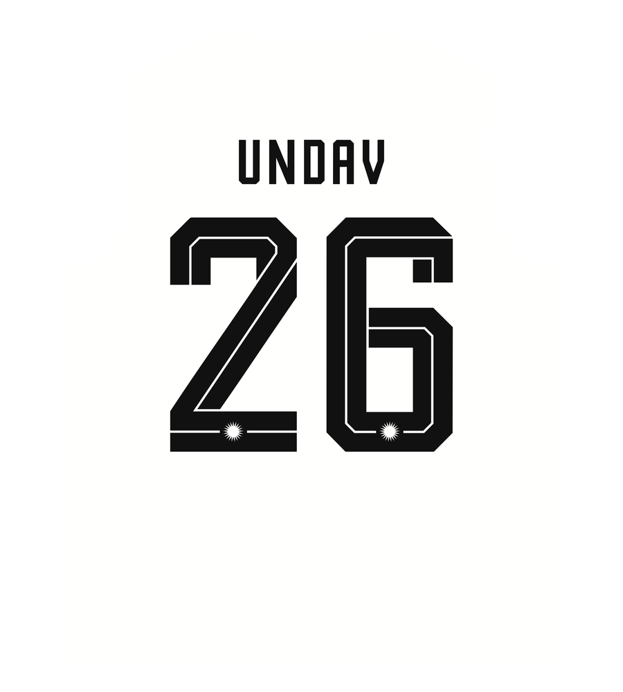 Dessin d'impression du dos des maillots Deniz Undav : UNDAV 26 en noir sur blanc